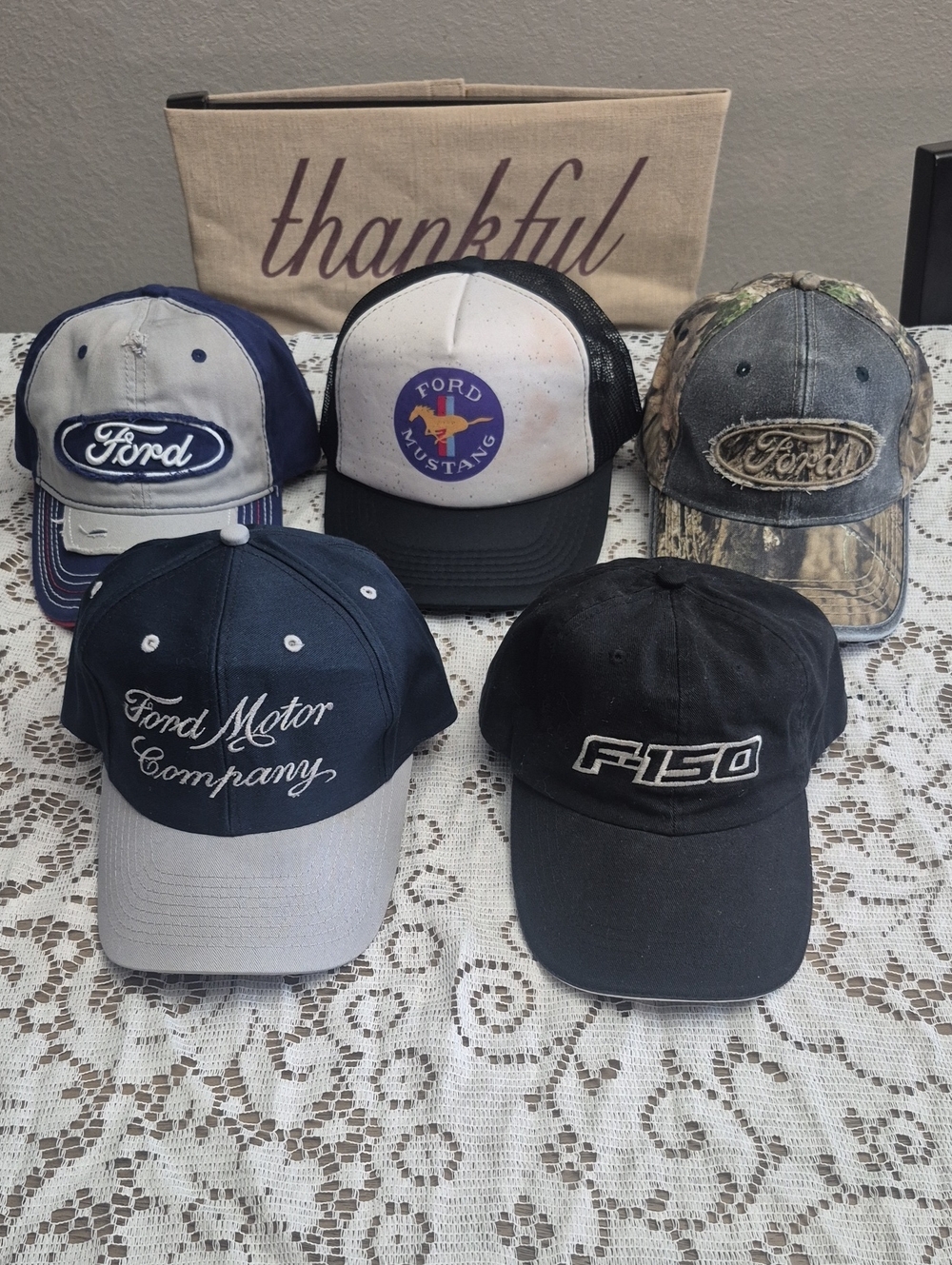 Ford Mixed Color Logo Baseball Cap Lot (Blue, Black, Gray, Camouflage)